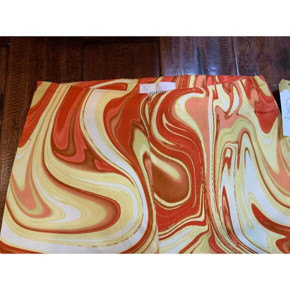 Hosbjerg Vilma Paloma Flare Orange & Yellow Marble Swirl Patterned Pants, Size M - Picture 2 of 7